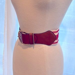 Lauren Ralph Lauren - striped red and cream wide belt